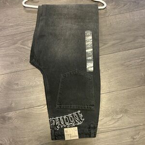 Men’s Black Jeans with Graphic Detail - Size 32 and sparkly crosses